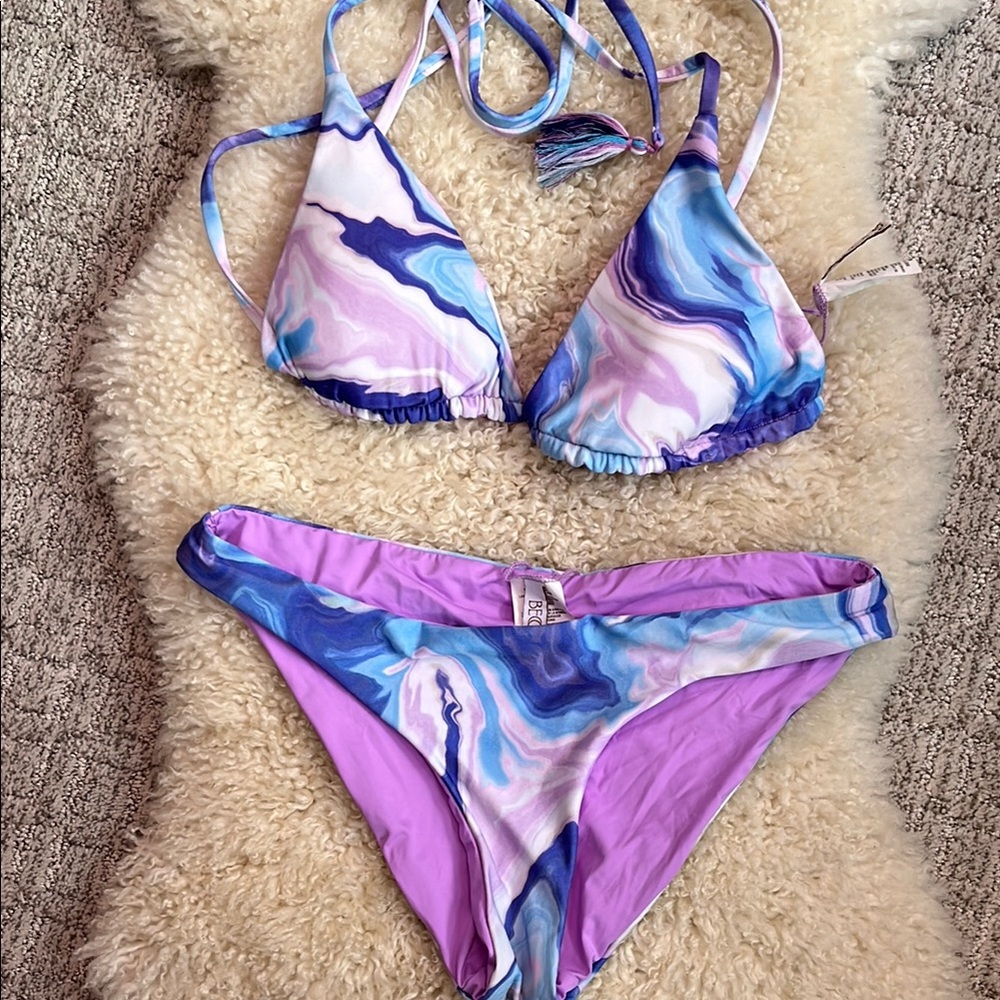BECCA Blue and Purple Swirl Bikini bundle